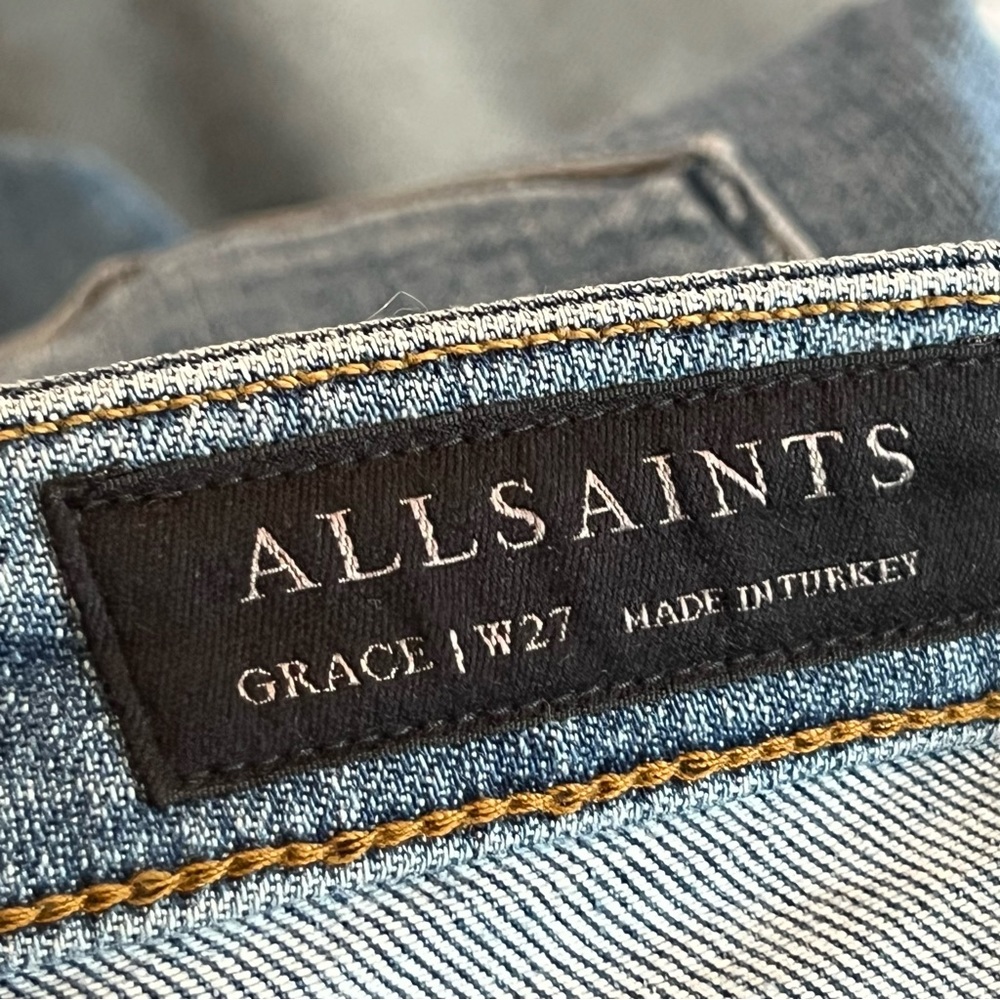 All Saints "Grace" Blue Mid Rise Skinny Jeans US 27 ($199) - Picture 4 of 8